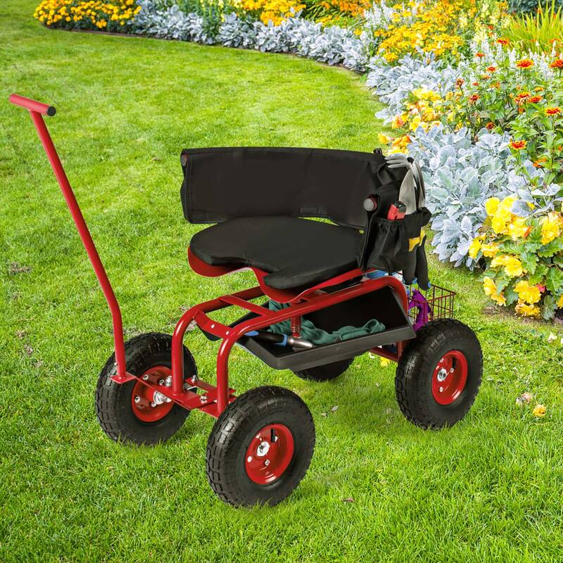 Costway Rolling Garden Cart Outdoor Gardening Workseat withAdjustable - See Details