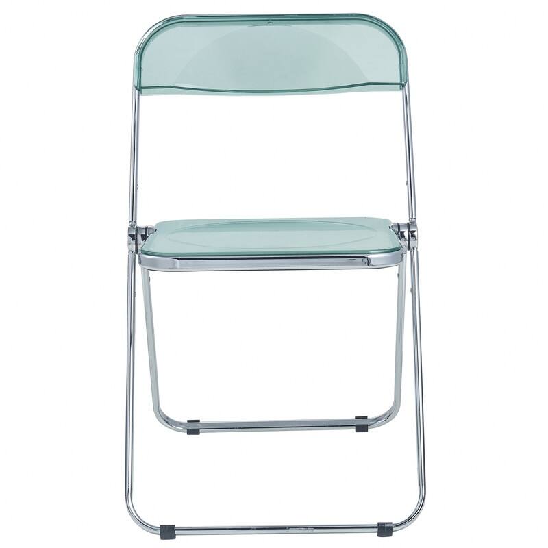 Lawrence Modern Acrylic Folding Chair with Chrome Steel Frame and Accent Transparent Design for Dining or Living Room (Set of 2)