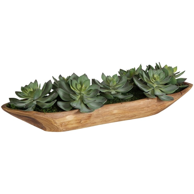 Uttermost 60205 Yuma 8" Tall Wood Faux Flora Planter - Natural