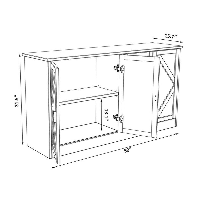4 Doors Modern Storage Cabinet with Line Design
