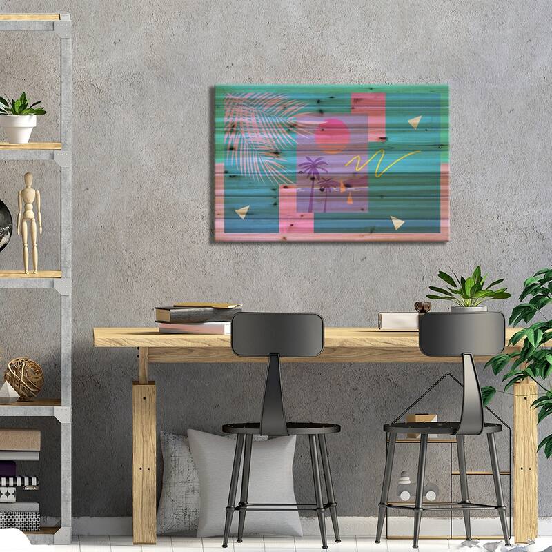 Memphis Pattern 80 - 80s/90s Retro Print On Wood by Studio Memphis Waves - Multi-Color