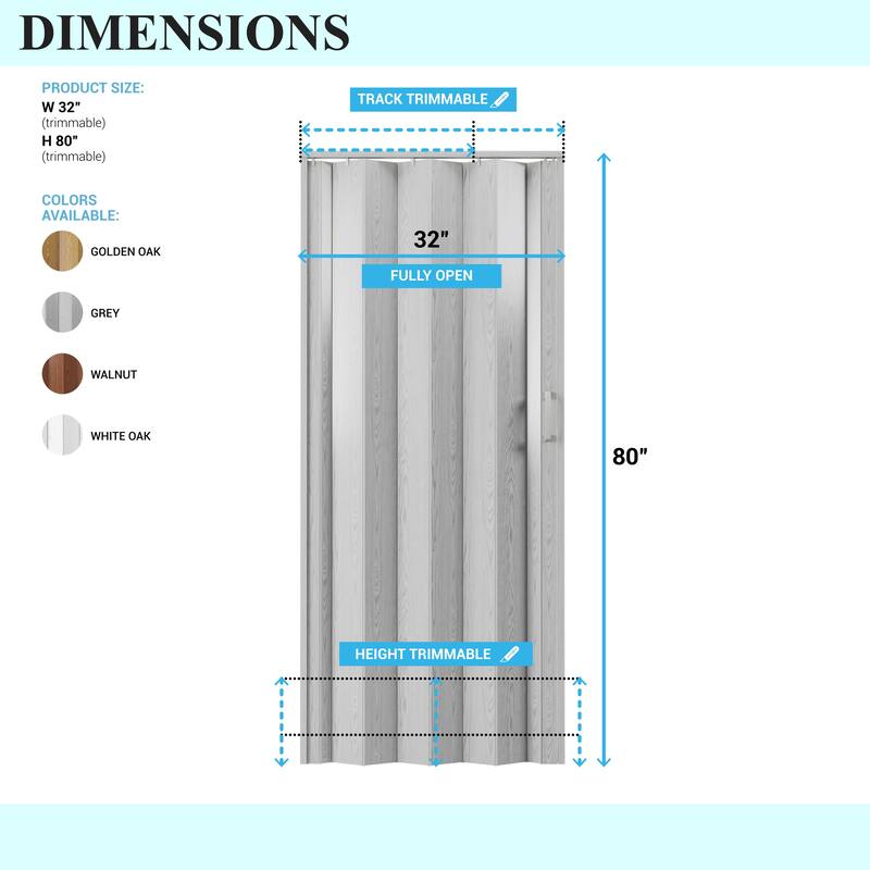 Home Studio PVC Foldable Accordion Door, Space-Saving, Room Divider Door