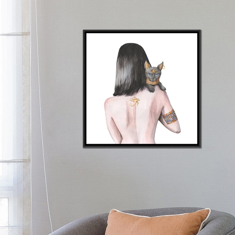 iCanvas "Egyptian Goddess Nefertiti And The Cat Bastet" by Yana Anikina Framed Canvas Print
