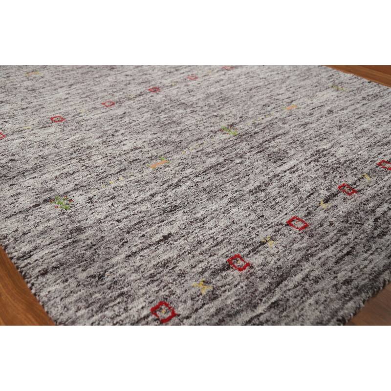 Gabbeh Indian Rug Handmade Contemporary Wool Carpet - 4'1" x 5'8" - Grey - 4'1" x 5'8"