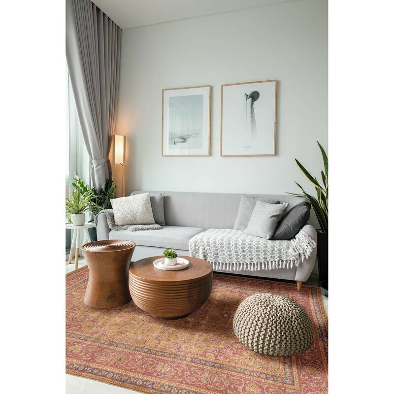 ECARPETGALLERY Hand-knotted Antalya Vintage Light Brown Wool Rug - 6'7 x 9'8