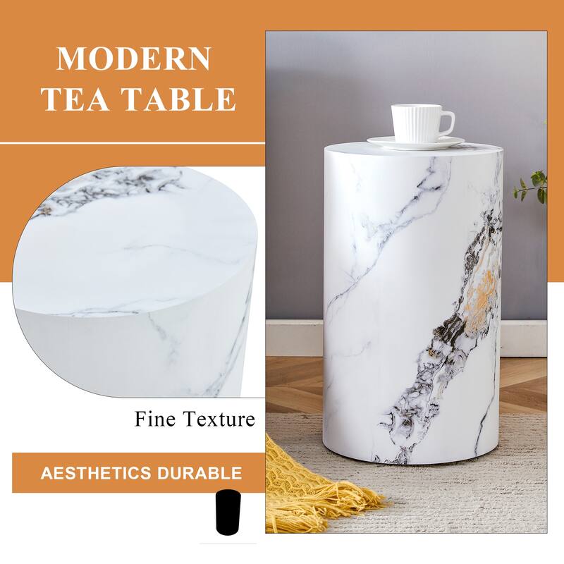 Modern Coffee Table Stylish Coffee Table Cylindrical Coffee Table with Pattern Design, for Living Room