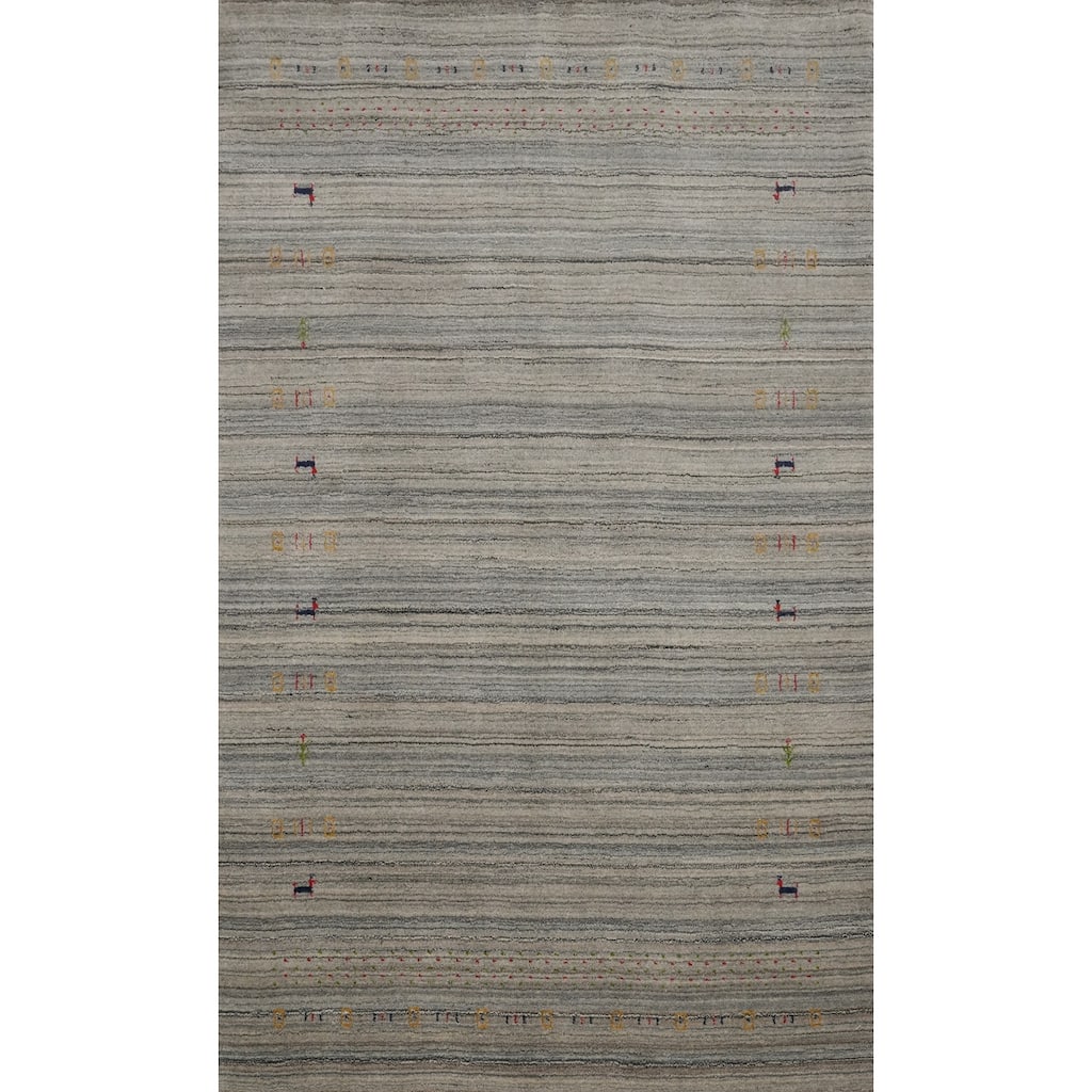 Hand Knotted Oriental 100% Wool Carpet Tribal Animal Pictorial Multi-Colored Gabbeh Area Rug - 7' 10'' X 4' 10''