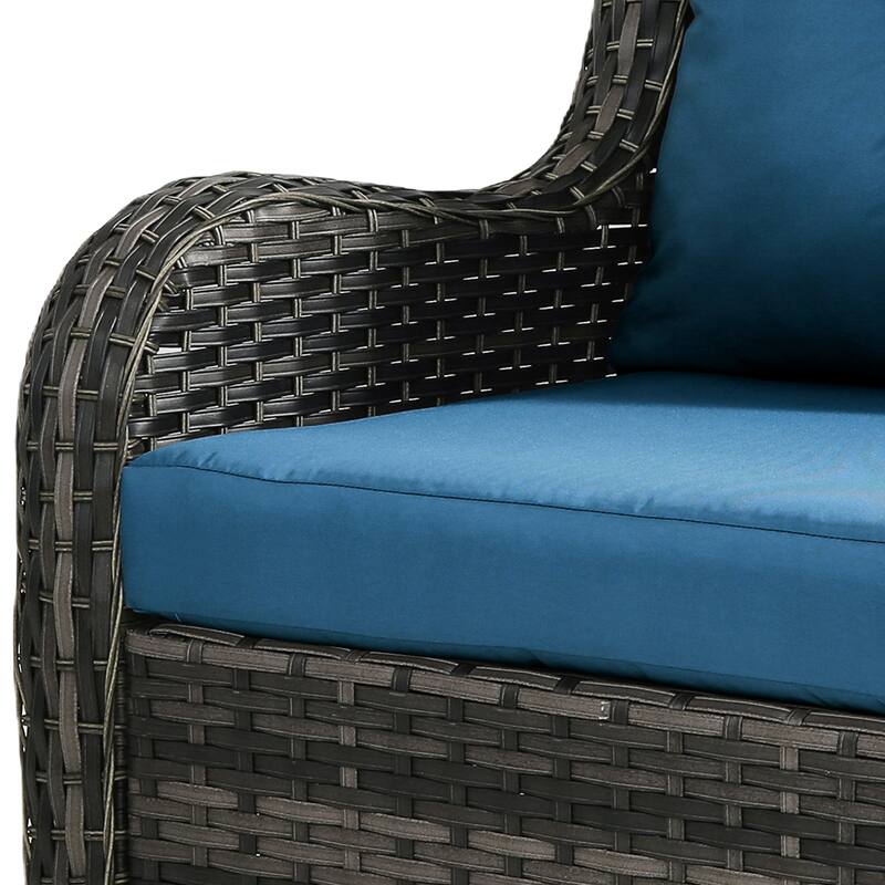 Outdoor Wicker Patio Conversation Furniture Set with Table and Cushion