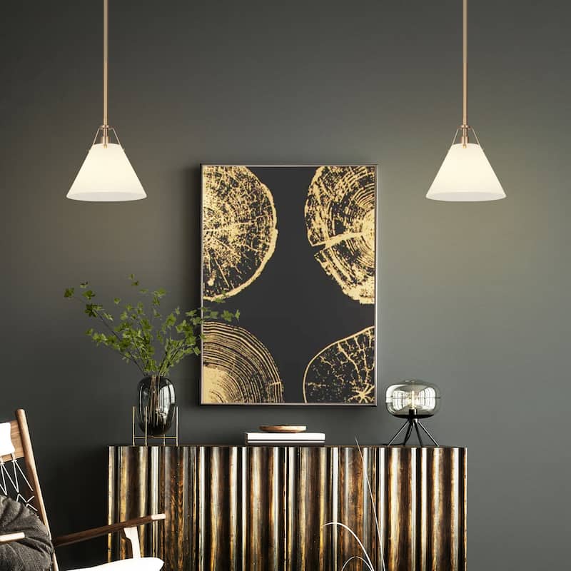 Modern Farmhouse Mini 1-light Kitchen Islands Pendant Light with Cone Frosted Glass Shade - D 7.9'' x H 70.9''