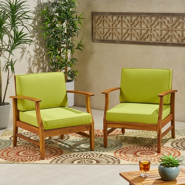 Perla Outdoor Wood Club Chair (Set of 2) by Christopher Knight Home