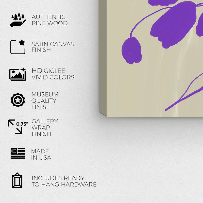 Wynwood Studio Canvas Abstract Agapanthus Flowers Purple and Light Gray Modern & Contemporary Wall Art Canvas Print