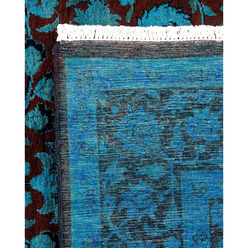 Overton Hand Knotted Wool Vintage Inspired Modern Contemporary Overdyed Blue Area Rug - 4' 2" x 6' 1"