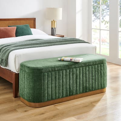 NPD Furniture Clinton Chenille Storage Bench