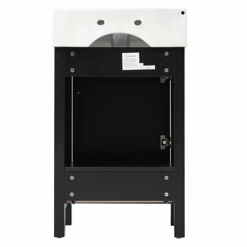 20.28'' Black Modern Bathroom Vanity with Ceramic Sink, Solid Wood Frame and Drawer