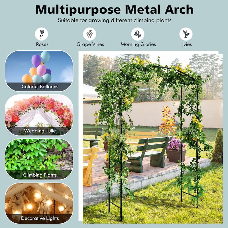 Gymax Garden Arch Arbor Trellis 7.5 ft Patio Pergola Plant Stand Rack