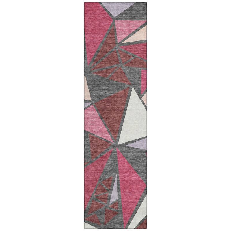 Machine Washable Indoor/ Outdoor Abstract Mosaic Chantille Rug