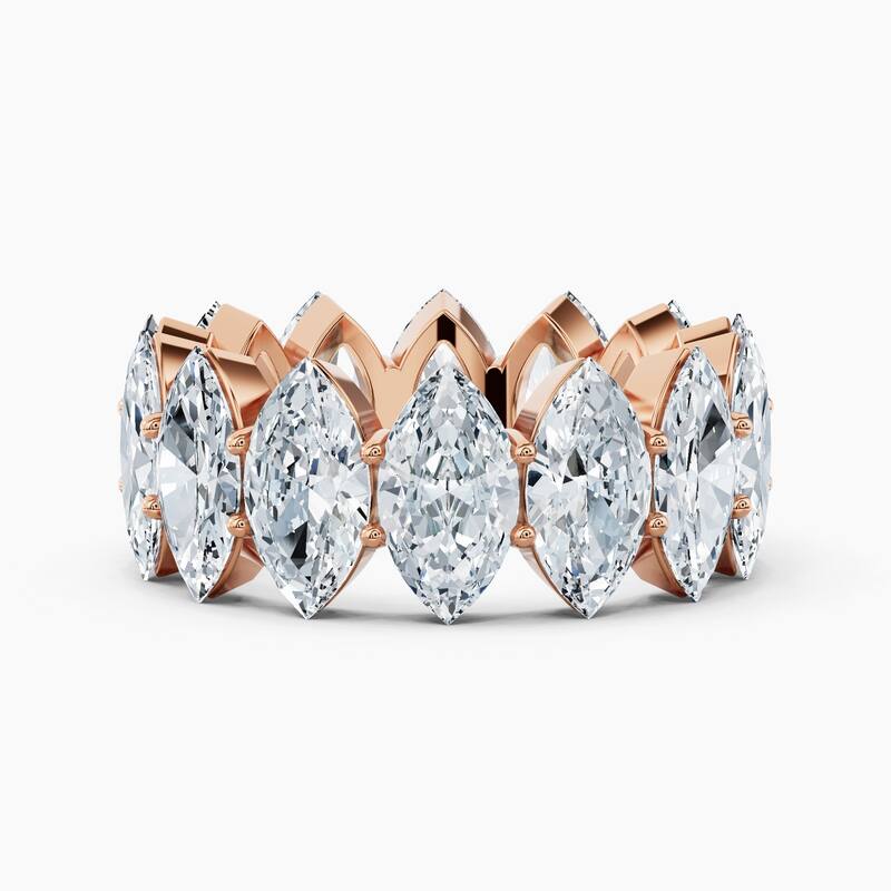 Auriya 14k Gold Marquise North-South Lab Grown Diamond Eternity Band 2.70 - 10.50 ct. tw. (F-G, VS) - 10.50 ct. wt. - 4.5 - Rose