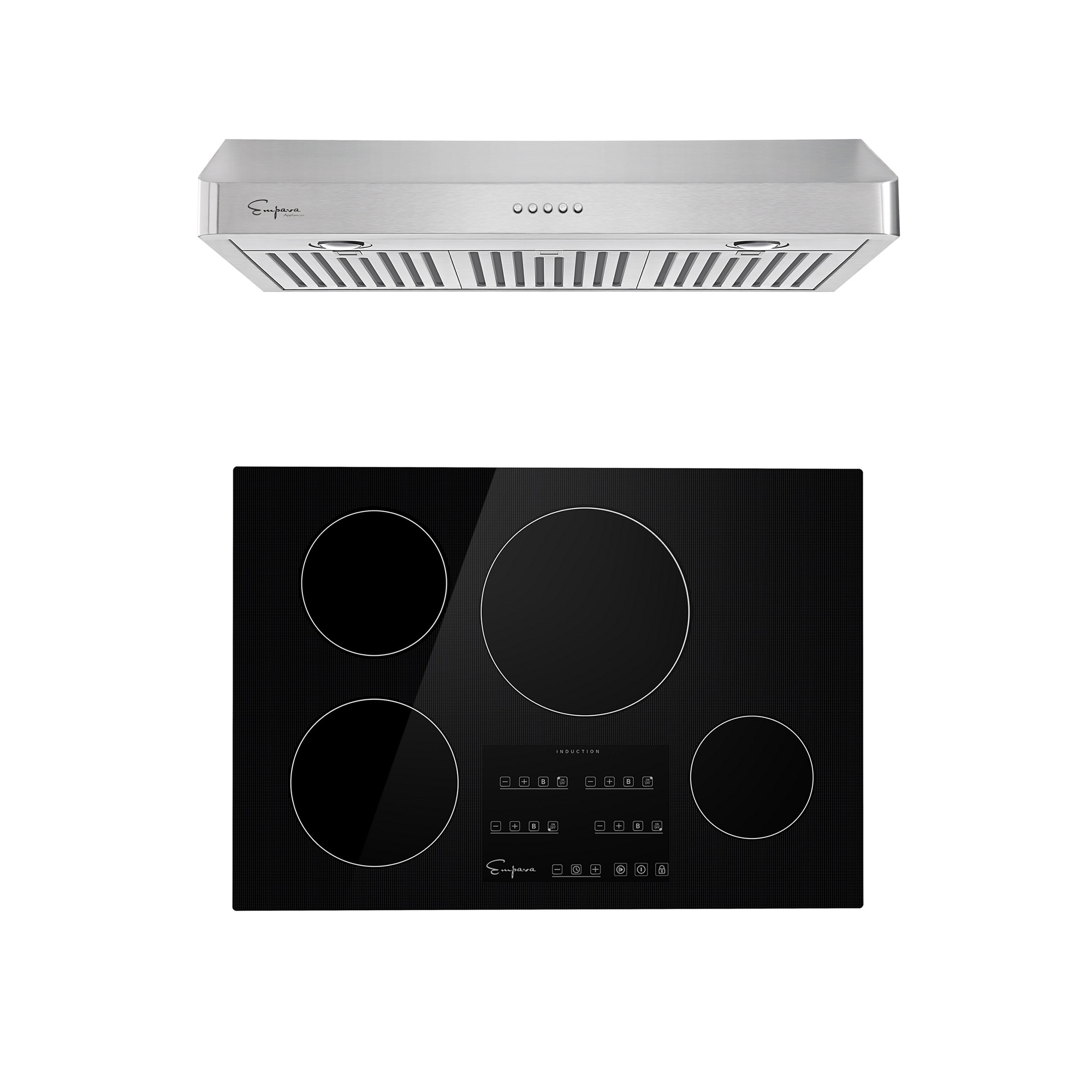 Empava 2 Piece Kitchen Appliances Packages Including 30" Induction Cooktop and 36" Under Cabinet Range Hood
