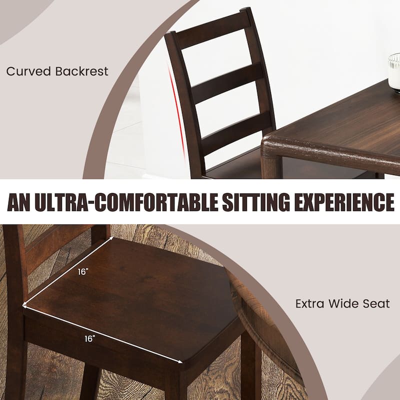 Gymax Set of 4 Dining Chairs Ladder Back Armless Side Chair w/ Solid