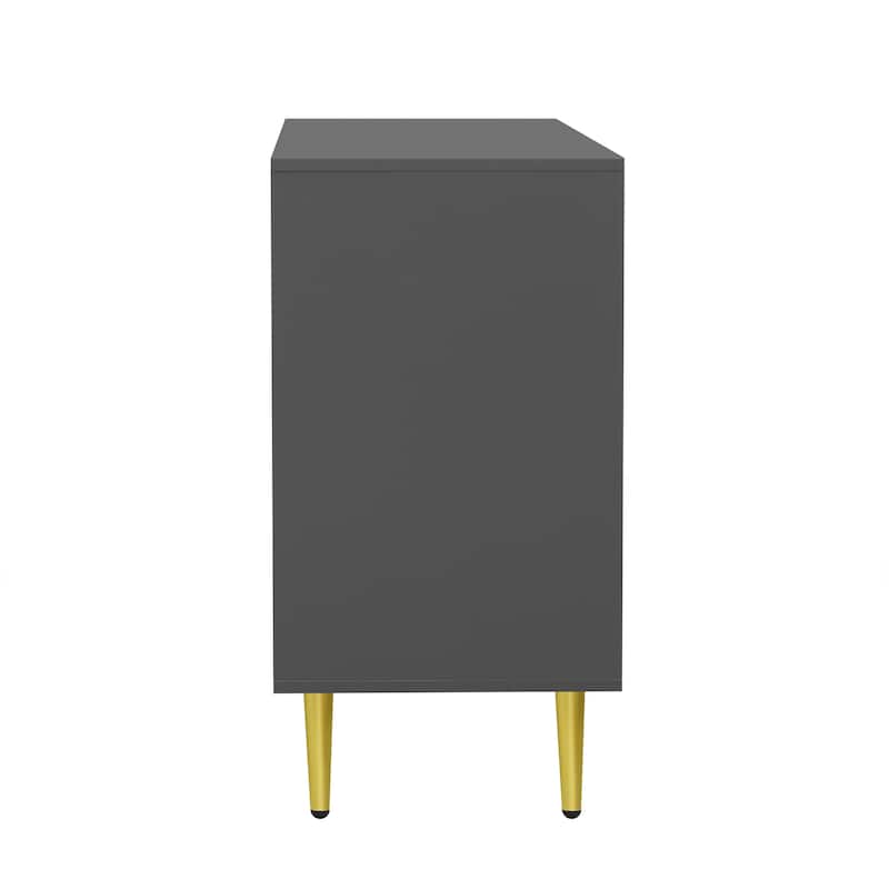 53.1" TV Stand with Gold Metal Legs and Open Shelves