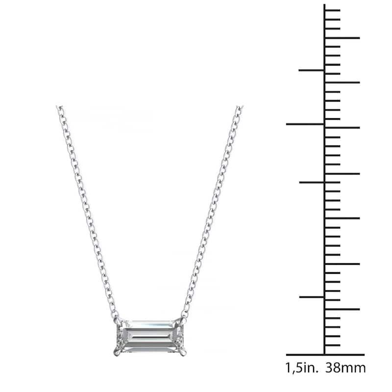 Auriya East West 1/2ctw Emerald Solitaire Diamond Necklace 14k Gold 4-V-Prong (H-I, SI1-SI2)