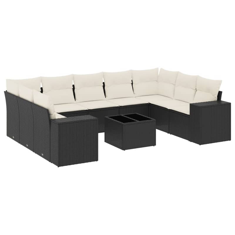 vidaXL Patio Sofa Set with Cushions Outdoor Conversation Furniture Poly Rattan