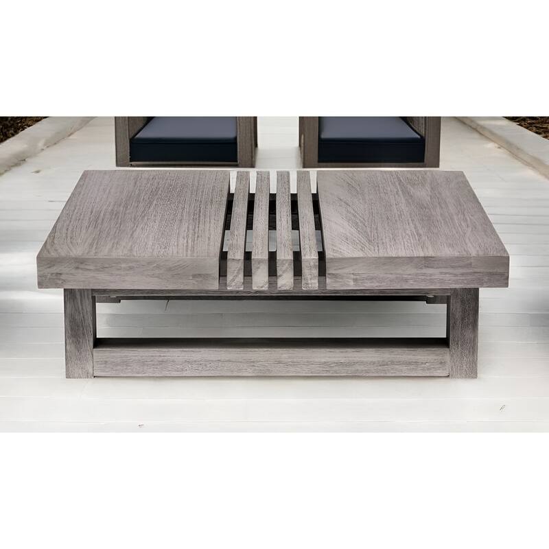 HomeRoots 33" Gray Solid Wood Outdoor Coffee Table - Gray