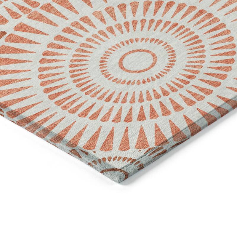Machine Washable Indoor/ Outdoor Chantille Contemporary Burst Rug