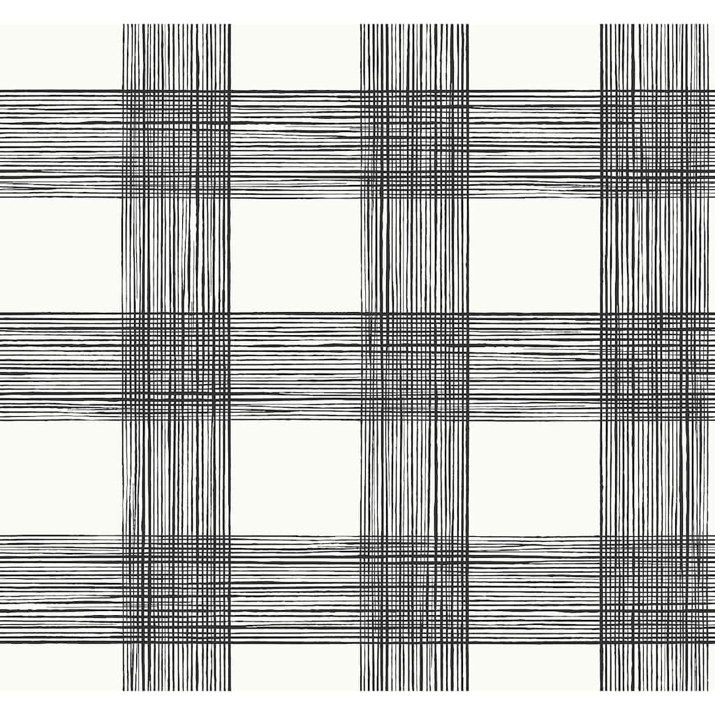 A-Street Prints Scarborough Black Striated Plaid Wallpaper