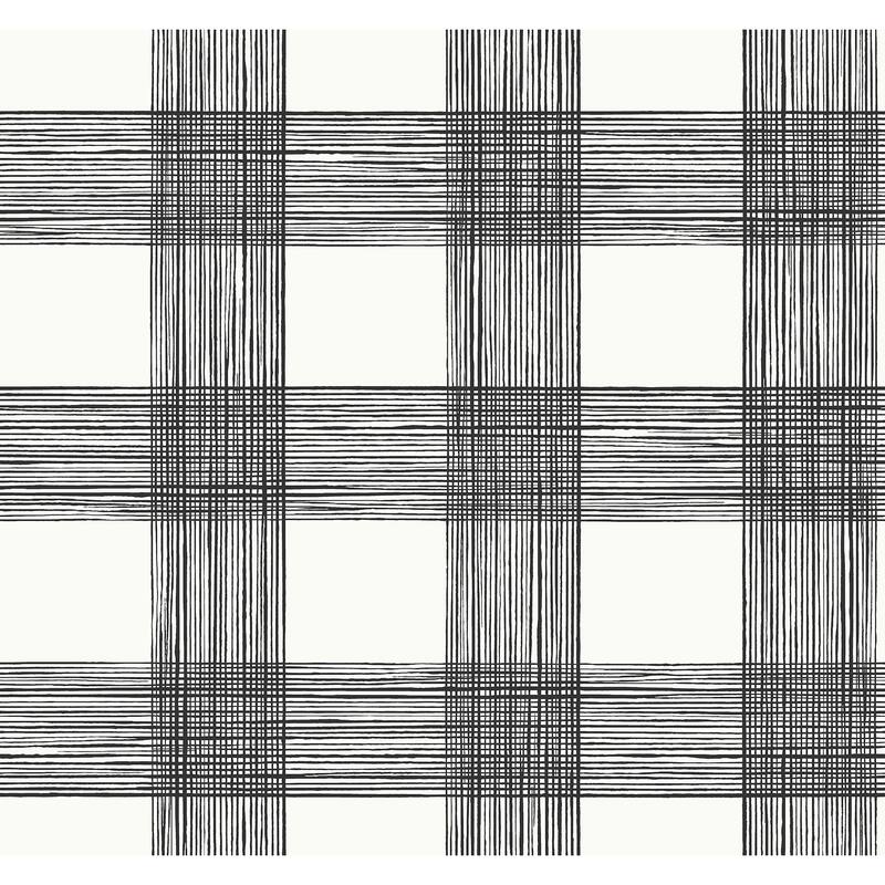 A-Street Prints Scarborough Black Striated Plaid Wallpaper