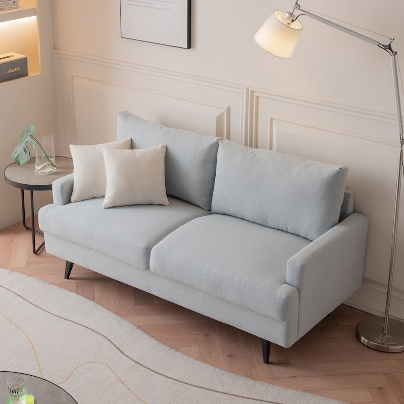Fabric Upholstered Loveseat Modern Sofa Couch for Living Room Bedroom Apartment - Grey