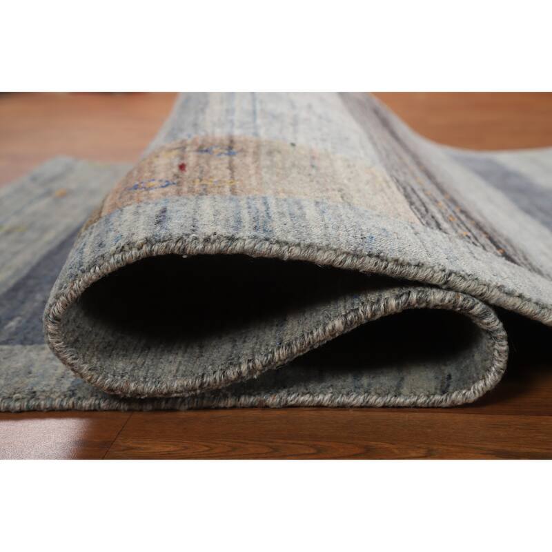 Hand Knotted Oriental 100% Wool Carpet Tribal Tribal Greys & Charcoal Gabbeh Area Rug - 5' 11'' X 4' 1''