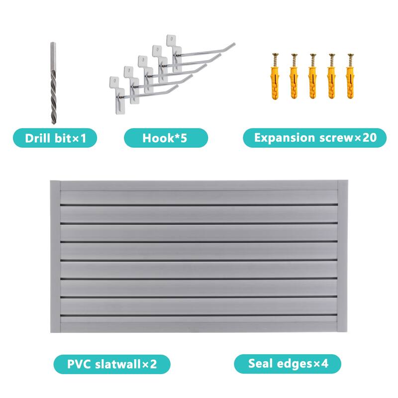 PVC Slat Wall Panels Heavy Duty Interlocking Design 4ft x 2ft Graphite Covers 8 Sqft - 47.24"L x 23.62"W x 0.25"H