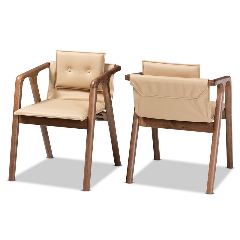 Marcena Mid-Century Modern 2-Piece Dining Chair Set - Beige