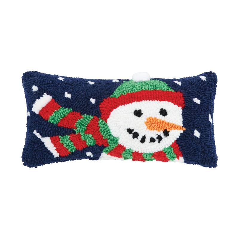 Winter Snowman Hooked Throw Pillow