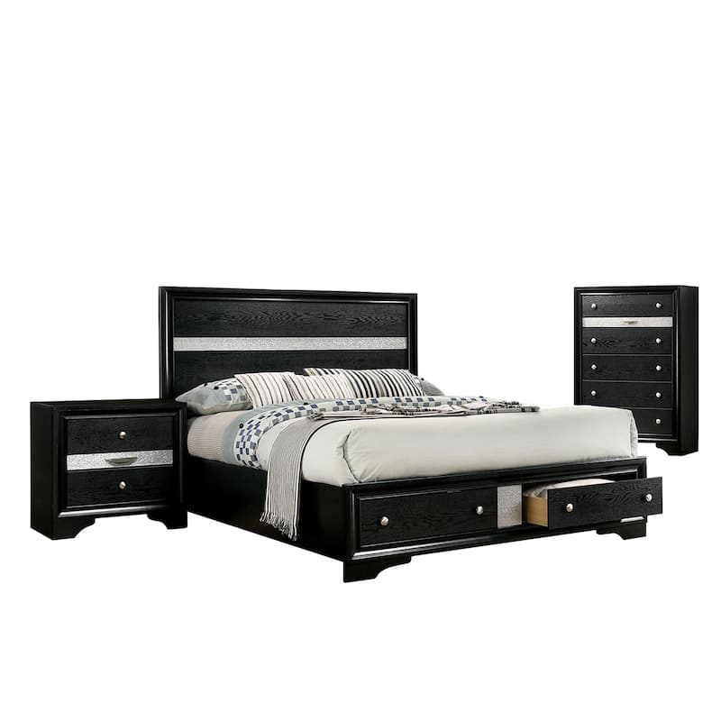 Aoki Contemporary Black and Silver 6-Drawer Chest by Furniture of America