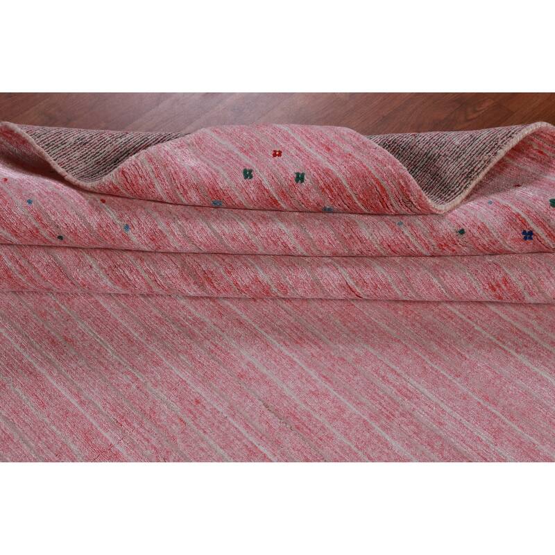 Hand Knotted Oriental 100% Wool Carpet Tribal Animal Pictorial Pink Gabbeh Area Rug - 9' 11'' X 9' 8''