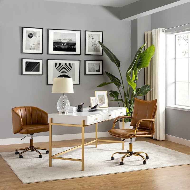 Zarina Modern Faux Leather Swivel Office Desk Chair with Height-adjustable by HULALA HOME