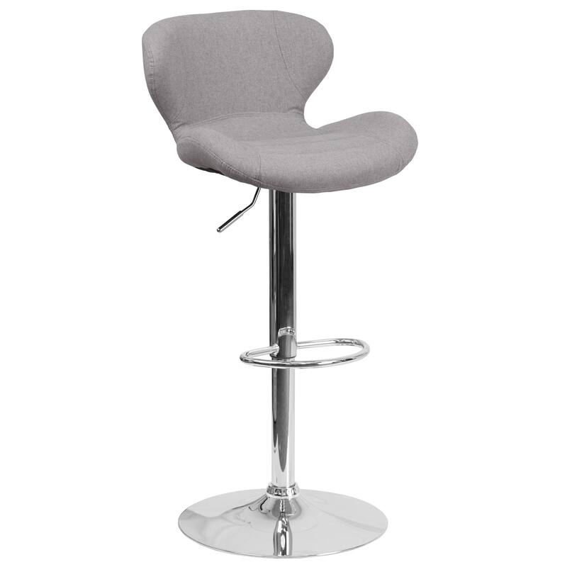 Modern Low-back Height-adjustable Chrome/Vinyl Barstools (Set of 2)