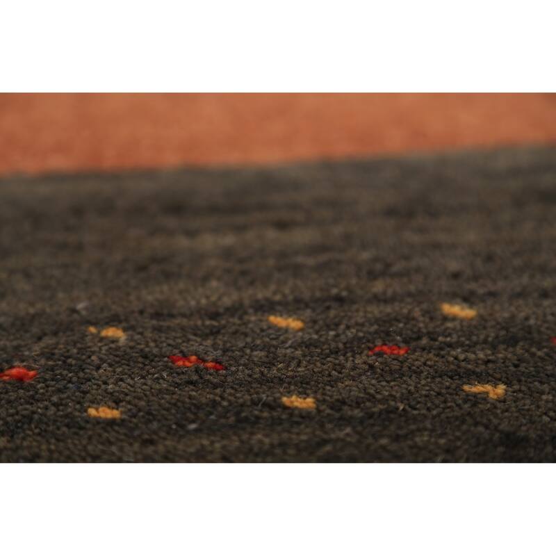 Striped Gabbeh Oriental Area Rug Hand-Knotted Wool Carpet - 6'7" x 9'6"