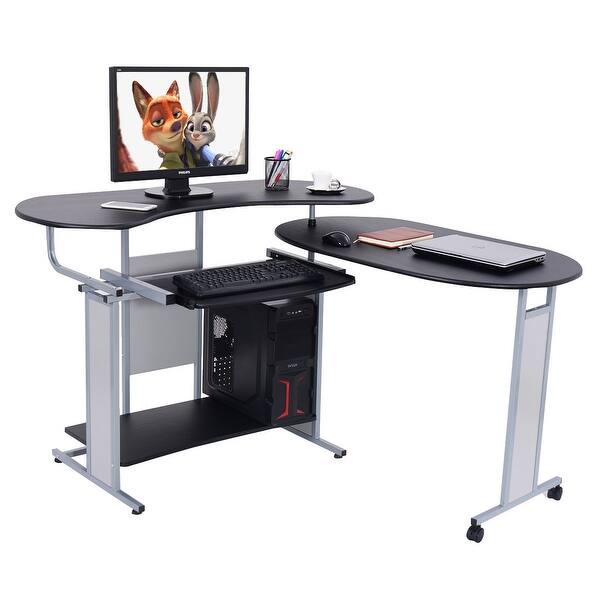 Shop Costway Expandable L Shaped Computer Desk Pc Table Corner