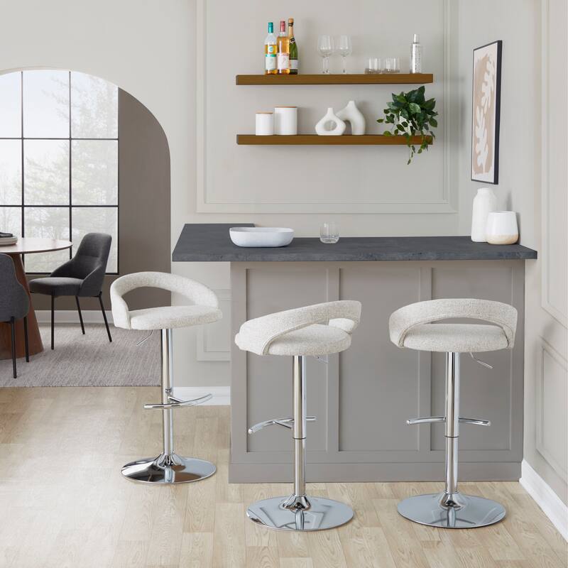 Grotto Upholstered Adjustable Barstool with Chrome Base