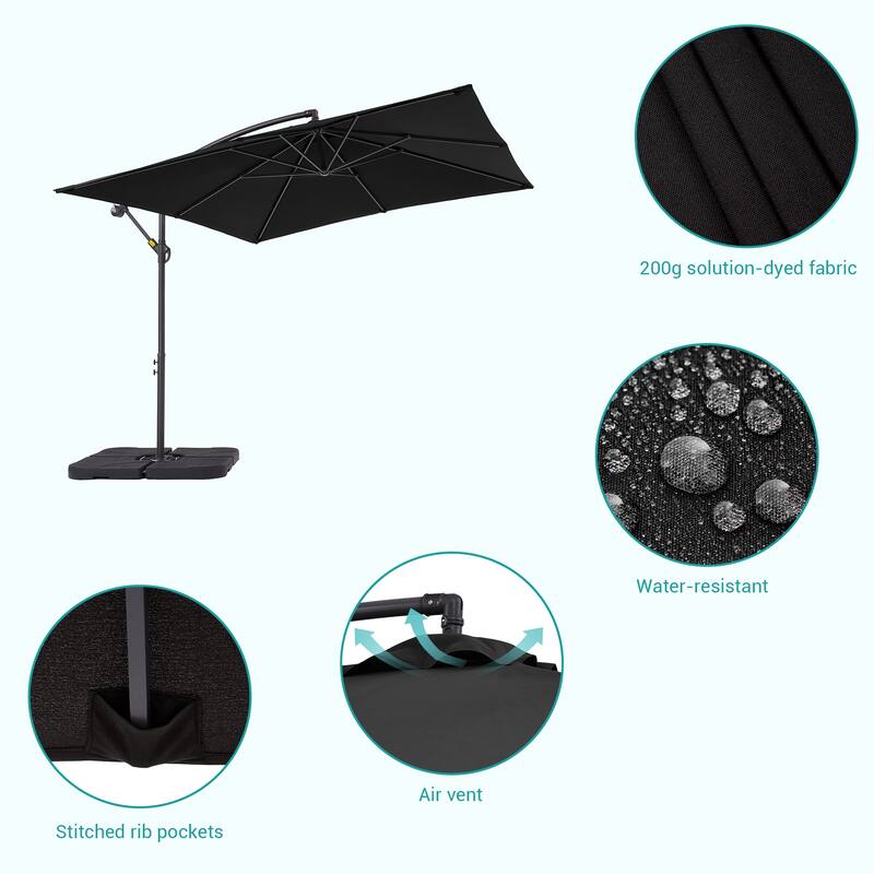 8.2 x 8.2 Ft Patio Offset Umbrella w/Steel Frame and Angle Adjustment