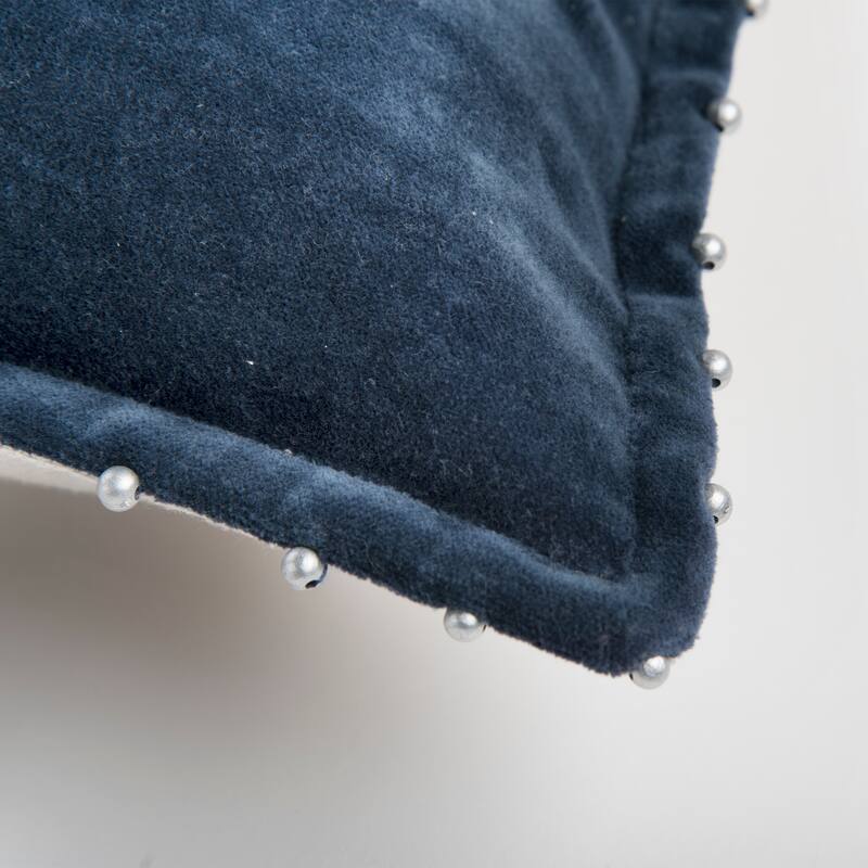 Rizzy Home Cotton Velvet Beaded Throw Pillow