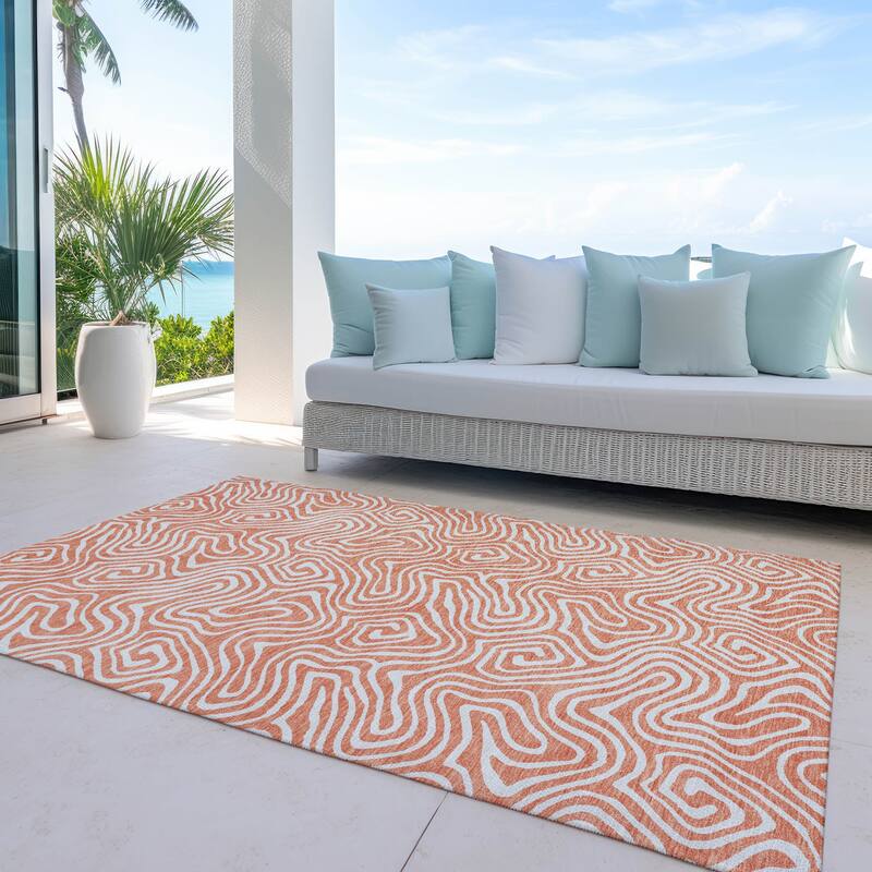 Machine Washable Indoor/ Outdoor Modern Trance Chantille Rug