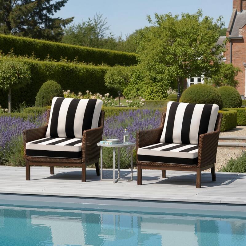 24''Wx24''Dx5.5''in T Outdoor Indoor Patio Premium Fabric Seat Cushions Set (Seat & Back)