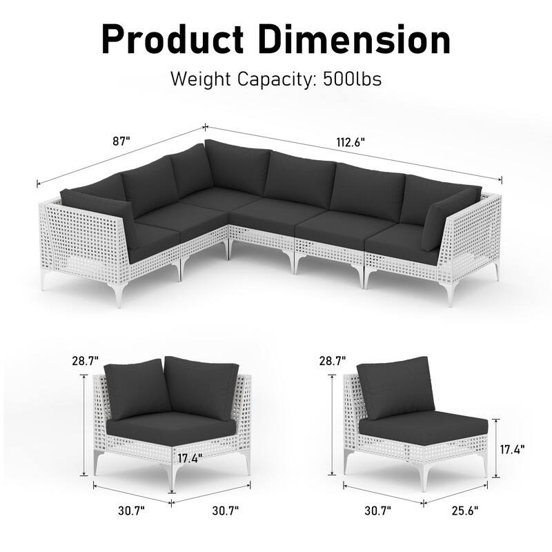 FINCATI Outdoor Wicker Modular Sectional Conversation Set with Cushions, Modern Patio Furniture Set