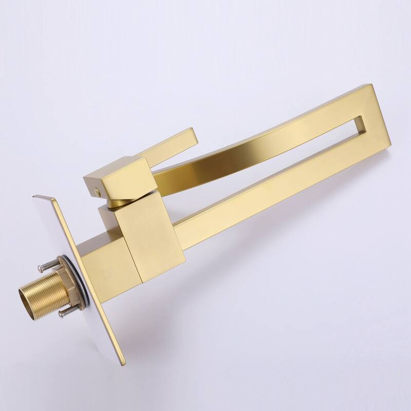 Brushed Gold Square Single Hole Single Handle Bathroom Faucet