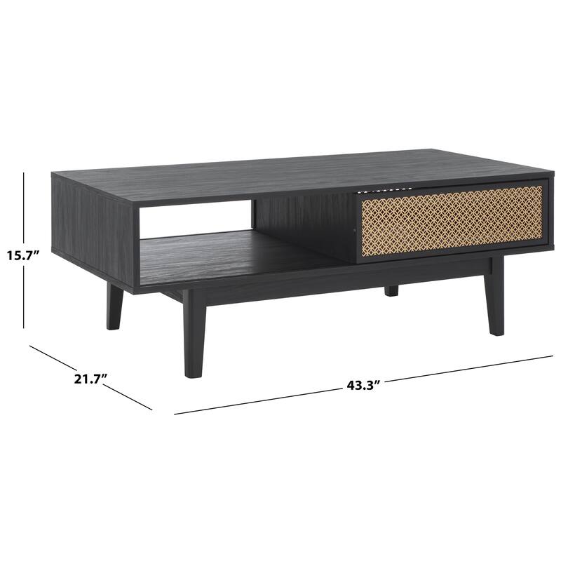SAFAVIEH Zhuldyz 2 Door Coffee Table - 43" L x 22" D x 16" H - 43"Wx22"Dx16"H - Black