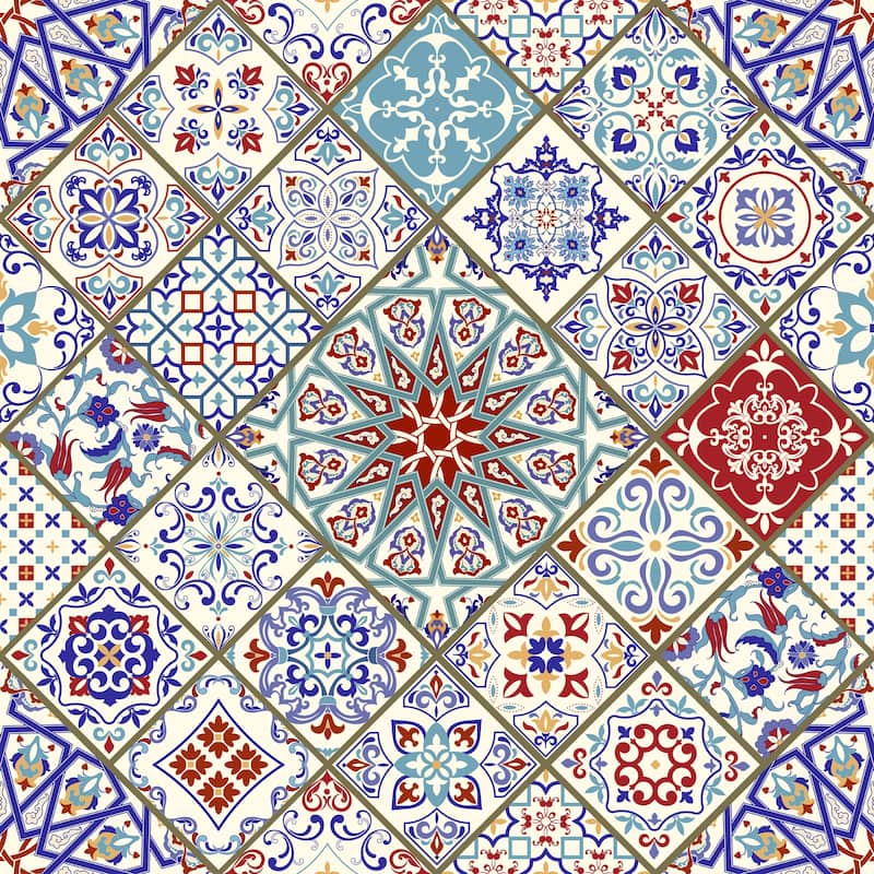 Turkish Style Removable Wallpaper - 10'ft H x 24''inch W - 10'ft H x 24''inch W - Red